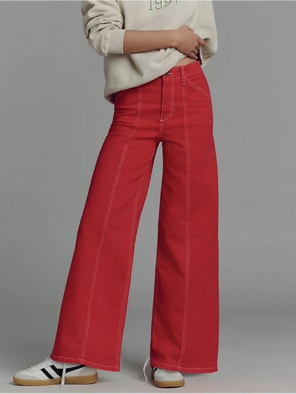 NWT Size 25 -Delaney Clean-Seamed High-Rise Wide-Leg Cotton Jeans Maeve (US$148)